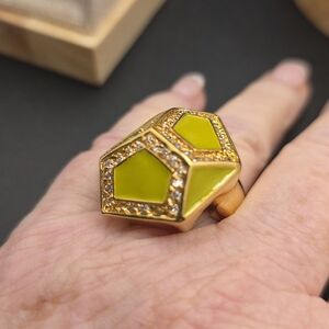 Gold and Green Geometric Statement Ring (2073)